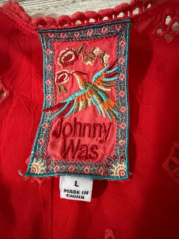 Johnny Was Luanna Red Eyelet Scoop Neck Tank Blouse - Image 10