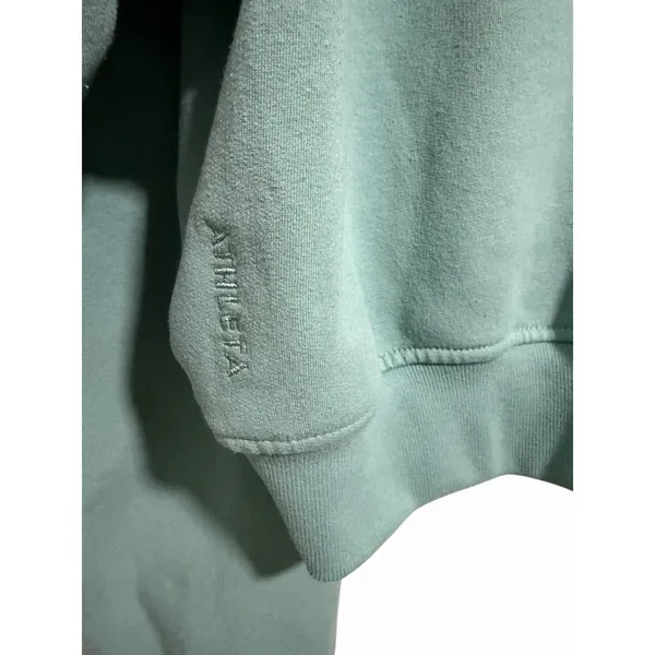 Athleta Forever Fleece Full Zip Cropped Hoodie Turquoise Women's Size Medium - Image 8
