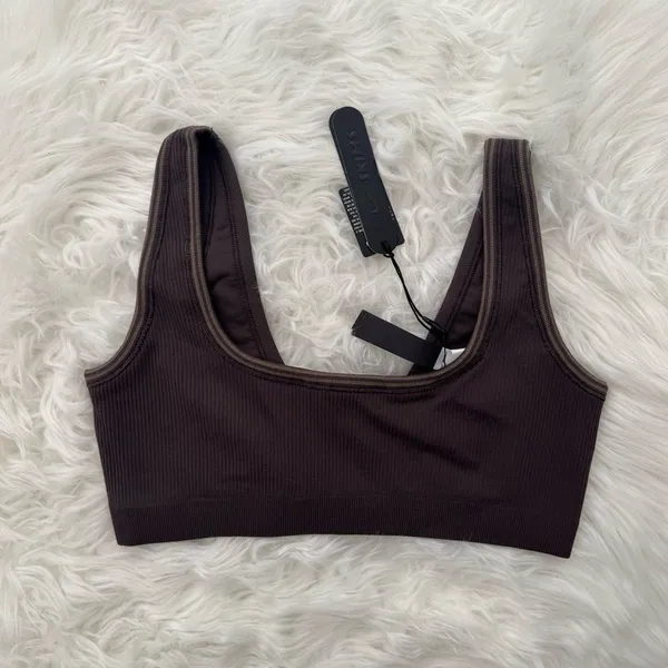 Nike Skims Ribbed Seamless Micro Scoop Bra Phoenix Truffle Size Small - Image 4
