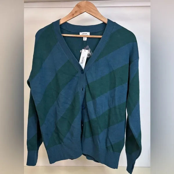 The Drop Striped Blue and Green Cardigan sz Med - Image 3