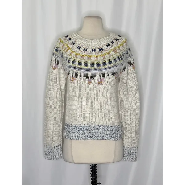 J. CREW x The Reeds Fuzzy Fair Isle Wool Blend Sweater Knitwear Pullover Small - Image 2