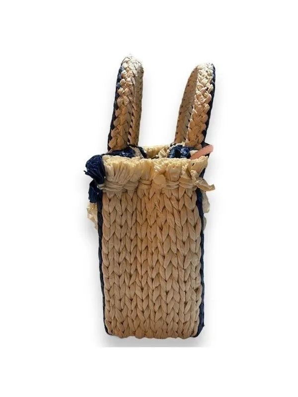 Blue Satchel Emei Straw Paper Satchel in Charcoal Blue Vince Camuto - Image 3