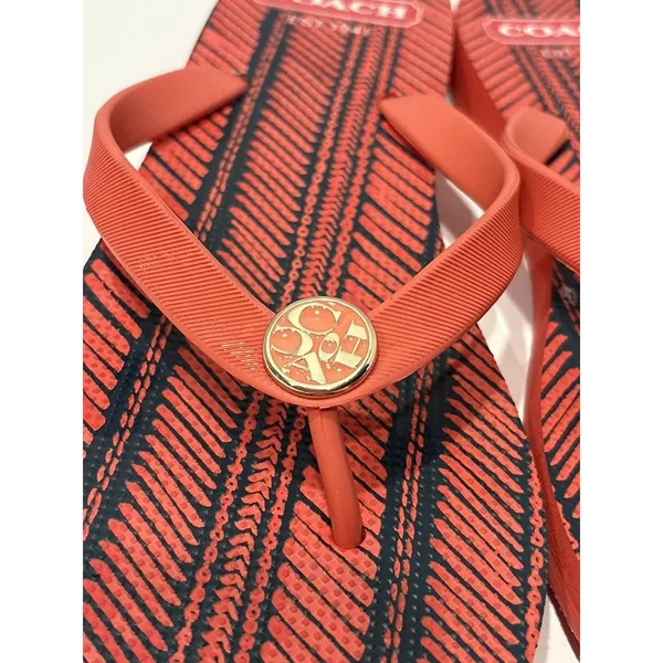 Coach Alessa Flip-Flop Sandals featuring a coral and - Image 2