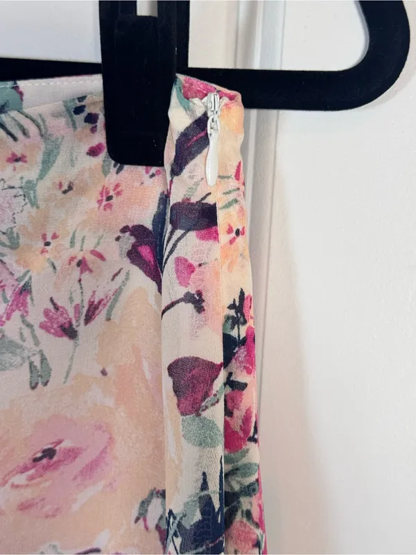 En Saison Fleur Midi Skirt M Free People Pink Floral Tiered Cottagecore Romantic - Image 7