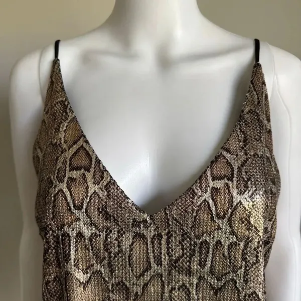 L’AGENCE Metallic Snakeskin Print Camisole Tank Top Size S NWT - Image 2