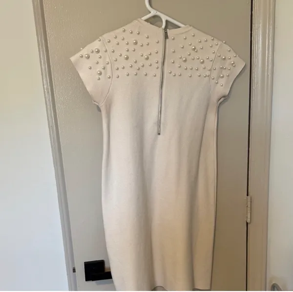 Zara Cream Sweater Dress with Pearl Details - Image 5