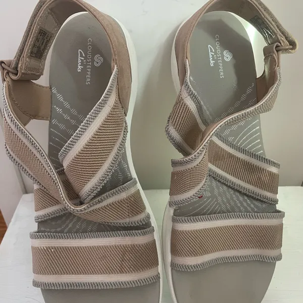 Clarks Beige‎ and Gray Sandals - Image 2