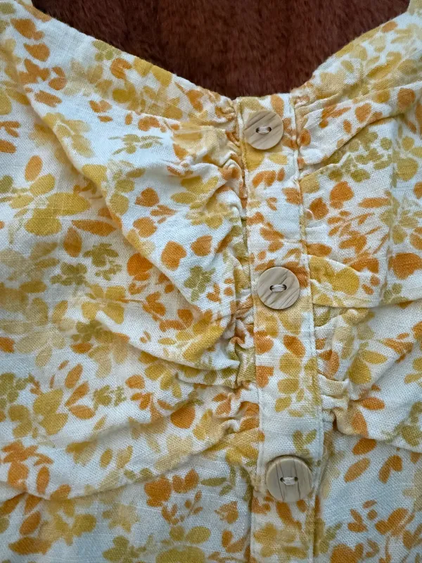 Floral Cropped Square Neck Top Yellow Size XL - Image 2