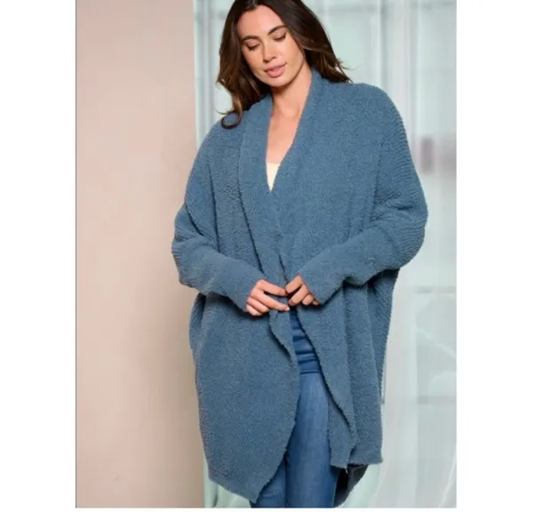 Hem & Thread Cozy Blue Women's Cardigan with pockets - Image 3