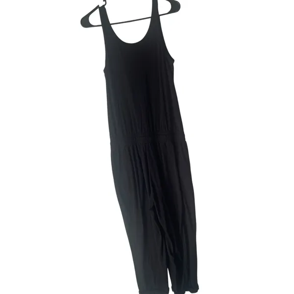 Michael Stars Size‎ Small Black Soft Tank Casual Cropped Jersey Jumpsuit - Image 5