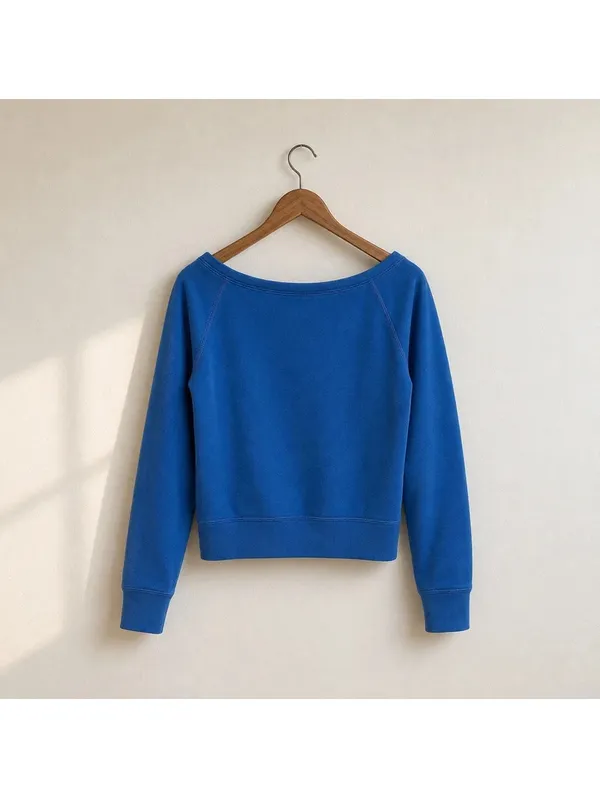 Hollister Cali Surfers Blue Off Shoulder Sweatshirt Size M Coastal - Image 2