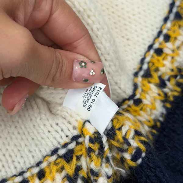 American Eagle Blue and White Holiday Cardigan - Image 9
