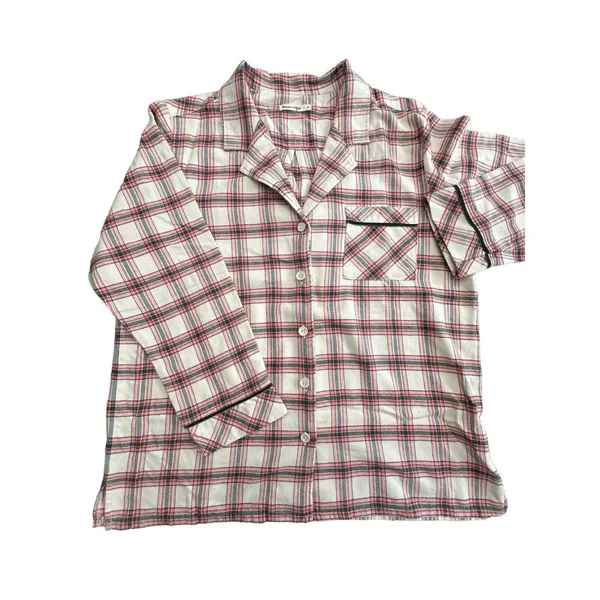 Marine Layer Pajama Size Medium Flannel Classic PJ Top in Red Cream Plaid #N4-5‎ - Image 2