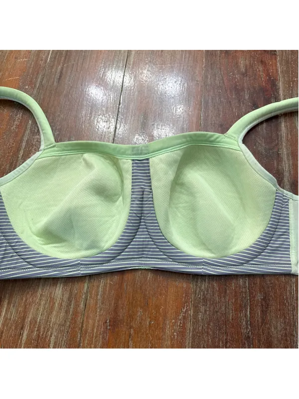 Le Mystere Hi Impact Underwire Convertible Sports Bra Grey Mint Stripe 36DD/E - Image 6