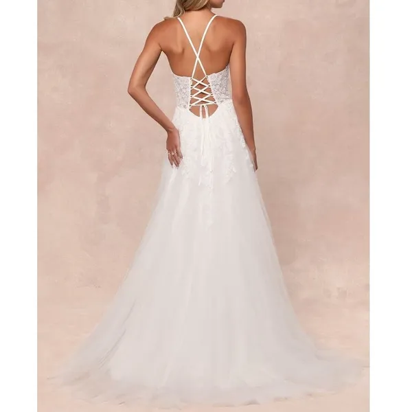 NEW Lulus Luxe Bridal Glorious Luxury Sheer Tulle Embroidered Wedding Maxi Dress - Image 4