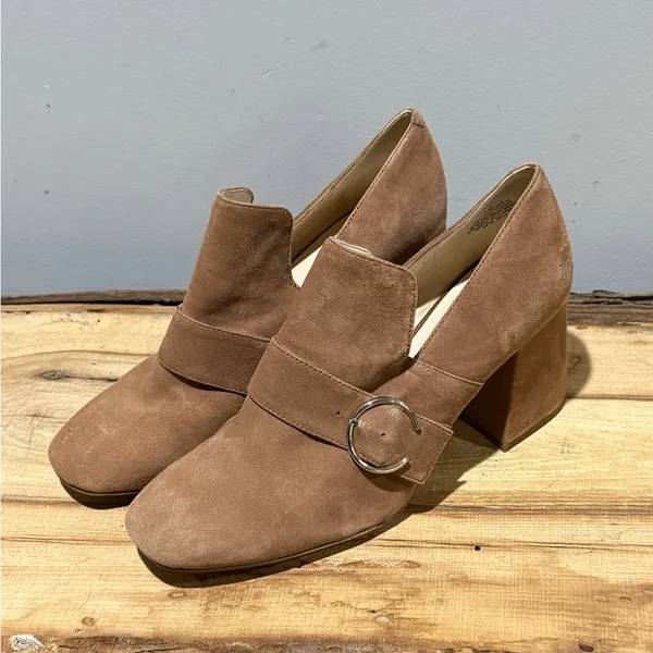 Nine West‎ Taupe Suede Block Heel Loafers Size 9 A38 - Image 2