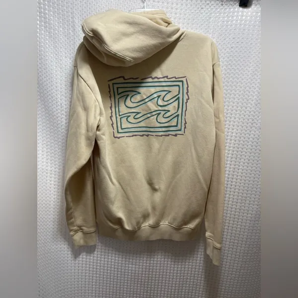 Billabong Women’s Pullover Hoodie Cream Size Small Wave Graphic - Image 4