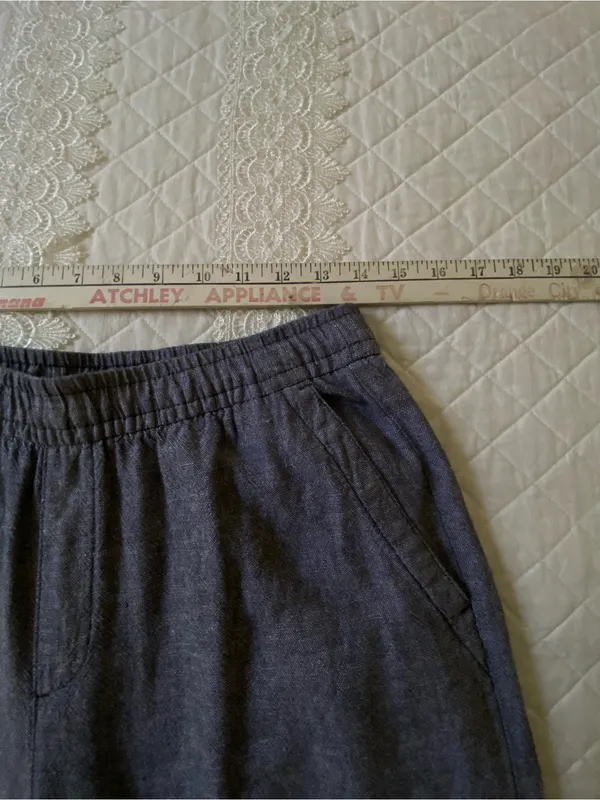 Old Navy Wide-Leg Linen Blend Pull-On Pants in Light Charcoal Heather Size S - Image 11