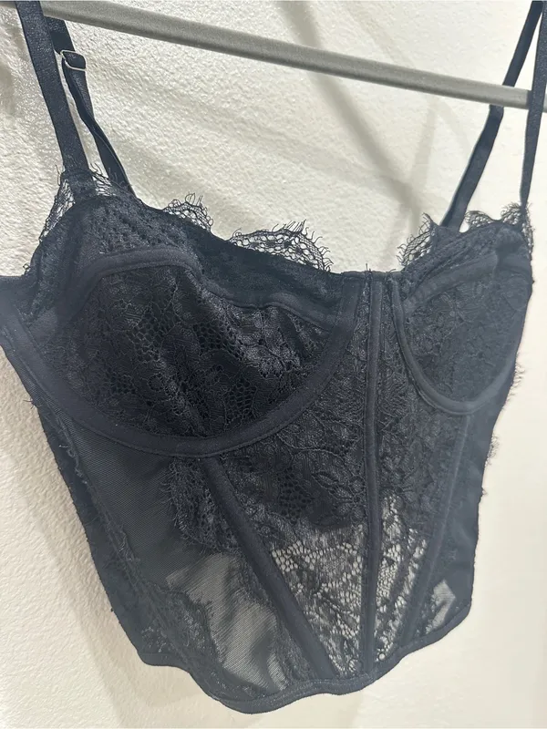 Urban Outfitters Black Lace Bustier Lace Top - Image 6