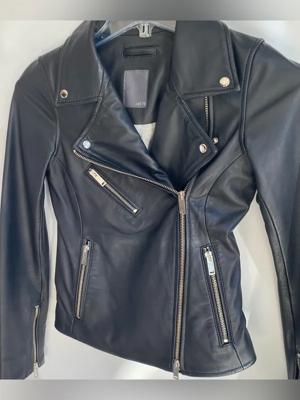Lot78 European luxury black leather biker jacket 90s downtown girl goth grunge - Image 3