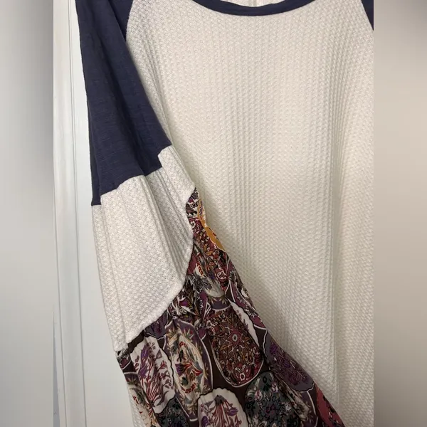 Umgee Floral Thermal Waffle Knit Peasant Boho Sweater NWOT - Image 4