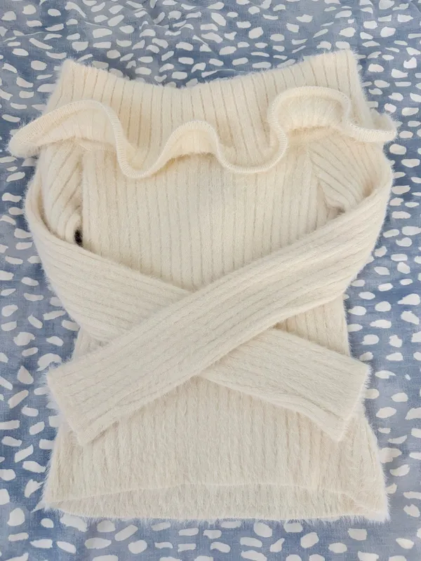 Cream sweater top White - Image 2