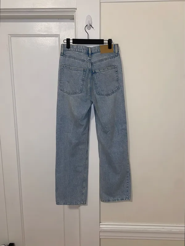 H&M Loose Straight High Jeans Light Denim Blue - Image 2