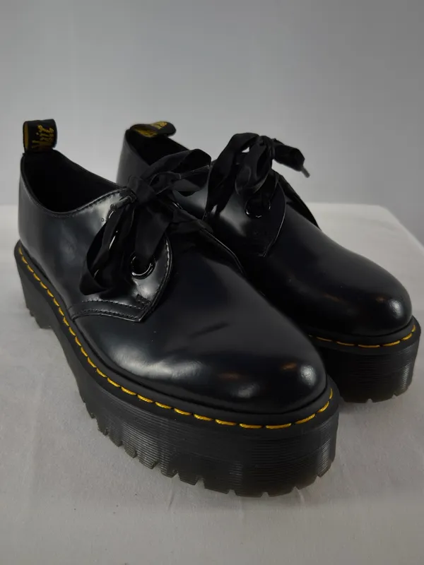 Dr. Martens Holly Women's Leather‎ Platform Shoes in Black Size 9 - Image 2