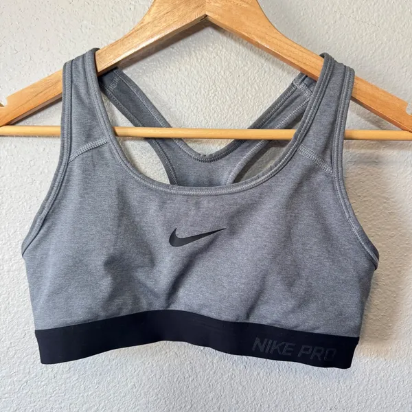 Nike‎ Pro Dri-Fit Medium Gray Racerback Sports Bra Size Small - Image 5