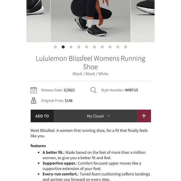 Lululemon Blissfeel Womens Running Shoe 8.5 women - Image 2