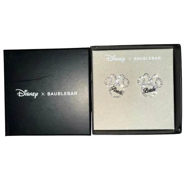 Disney X Baublebar Minnie Mouse Bride Bridal Wedding NIB silver color Earrings - Image 2