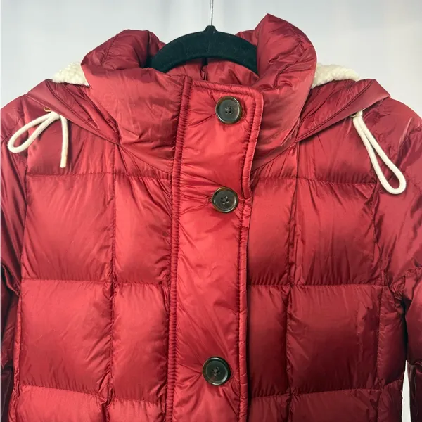 Abercrombie‎ & Fitch Hooded Down Puffer Coat in Cherry Red Size Extra Small - Image 3