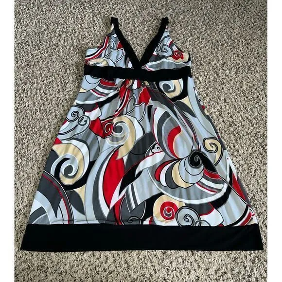 THX Women's Geometric‎ Design Dress size Large Gray - Image 5