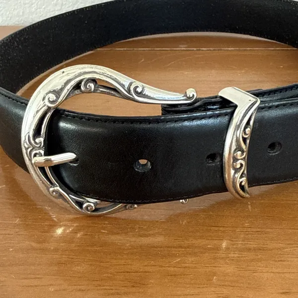 Brighton Belt Black Leather Studded Detail Women Size‎ M-30 B20403 - Image 2