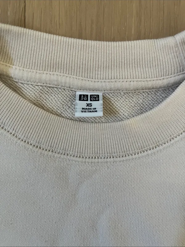 Uniqlo Cotton Crewneck Sweater in Beige Cream Women's XS Extra Small - Image 5