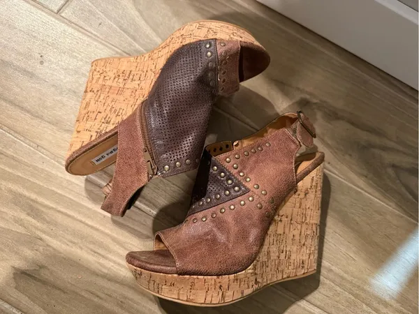 Not Rated Brown & Dark Brown Studded Open-Toe Slingback Mules - Image 5