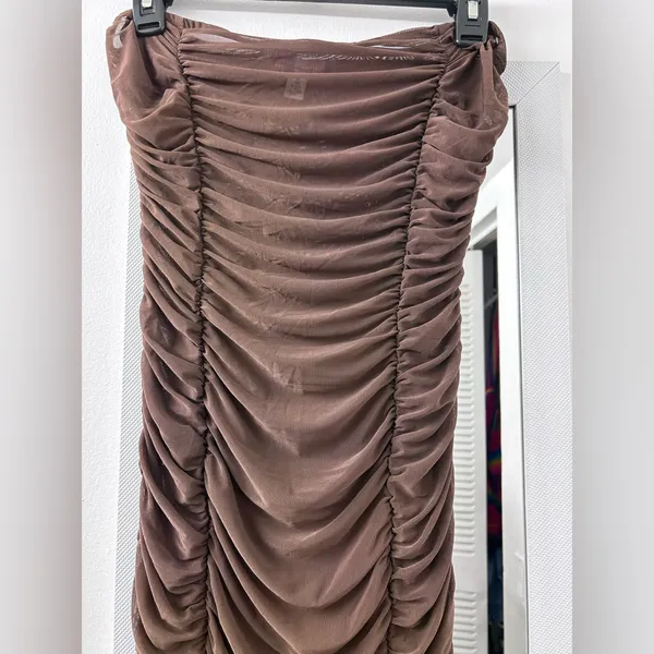 Urban Outfitters Mia Sheer Mesh Ruched Midi Dress. - Image 4