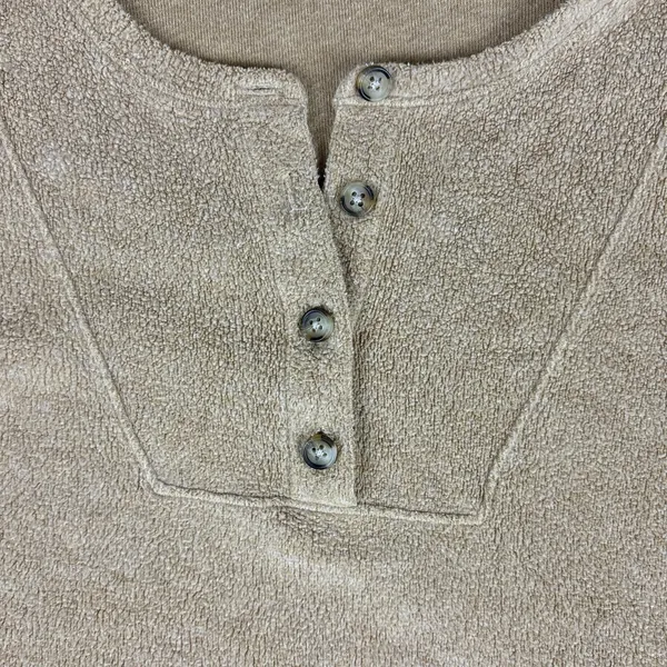 Madewell Sweater Womens L Brown Henley 3/4 Sleeve Terry Relaxed Pullover MWL Top - Image 4