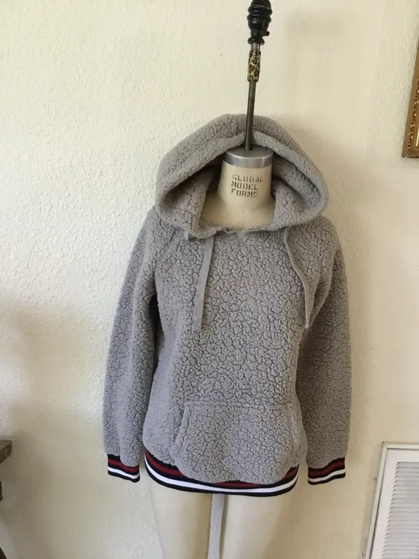 Reflex Hoodie Women's M Gray Cotton Fleece-Lined Drawstring Sweatshirt Workout - Image 2