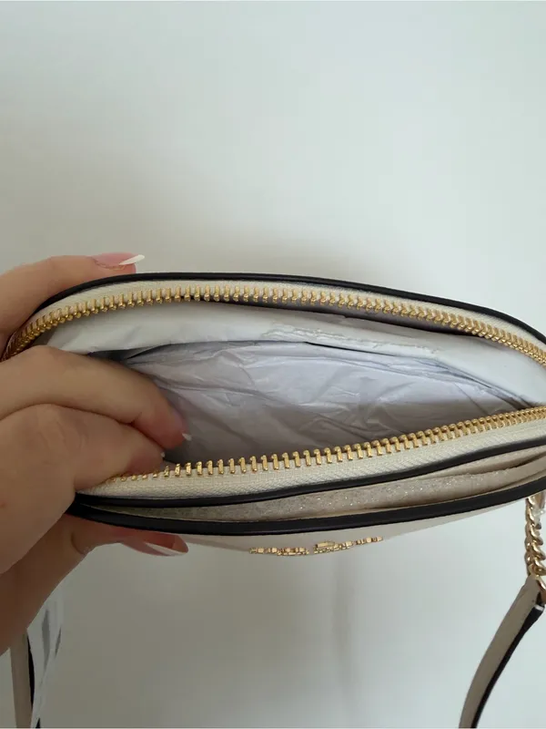 kate spade Cream Leather Dome Crossbody with Gold Chain - Image 8