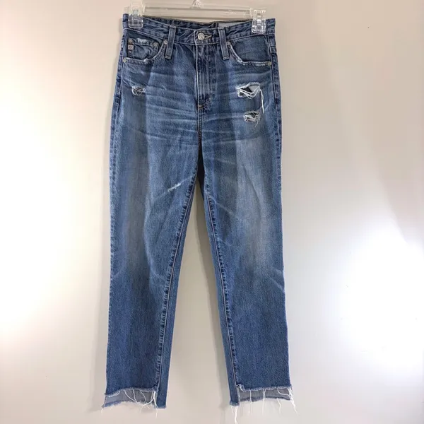 AG‎ Adriano Goldschmied The Phoebe High Rise Distressed Straight Leg Jeans 25R - Image 2