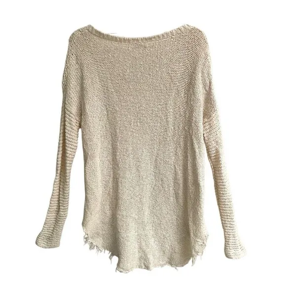 Free People Cross My Heart Vneck Sweater Women’s S Pullover Cream Grunge Boho‎ - Image 4