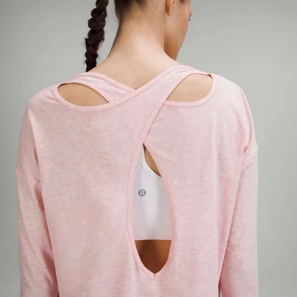 Lululemon Long Sleeve Top Womens 10 Open Back Outdoor Yoga Running Shirt Pink‎ - Image 3