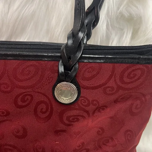 Brighton Mevelyn Red‎ Canvas Tote with Leather Trim B30 - Image 4