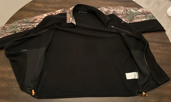 Habit Outdoors Mens Black Fleece Zip Up Realtree Camouflage Sleeve Size Large - Image 9