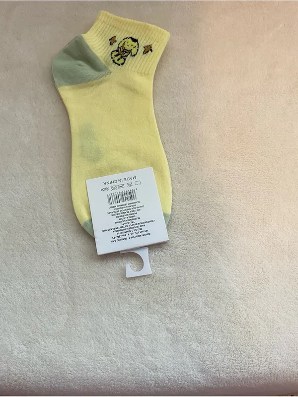 Sporto Yellow Crew Socks with Green Heel and Chick Embroidery - Image 3