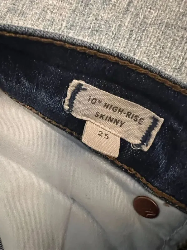 Madewell Blue Distressed Button Fly 10" High Rise Skinny Jeans Women's 25" - Image 5