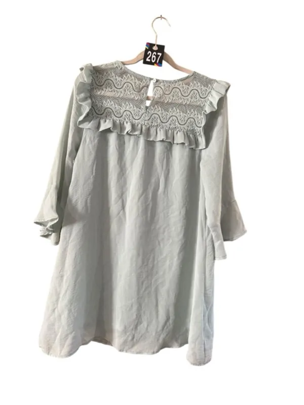 entro Light Sage Lace-Yoke Ruffle Mini Dress - Image 3
