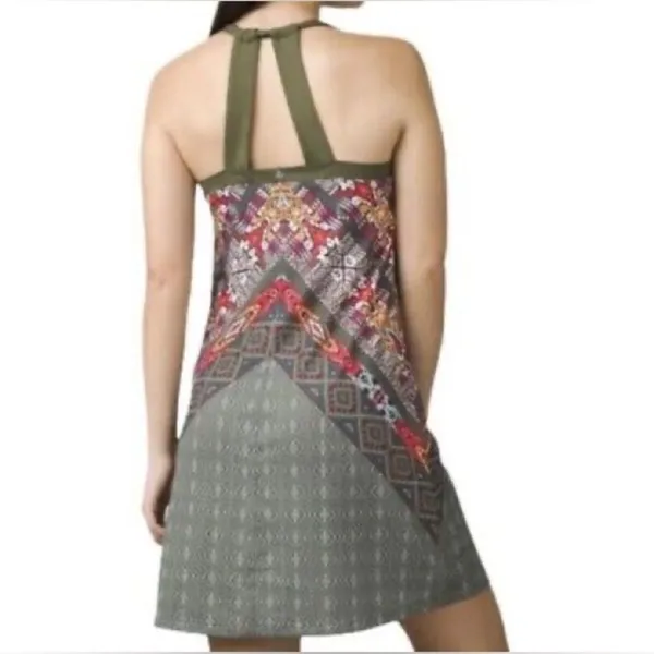 prAna Cantine Halter Active Dress L Cargo Marrakesh Olive Green Shelf Bra Sporty - Image 4