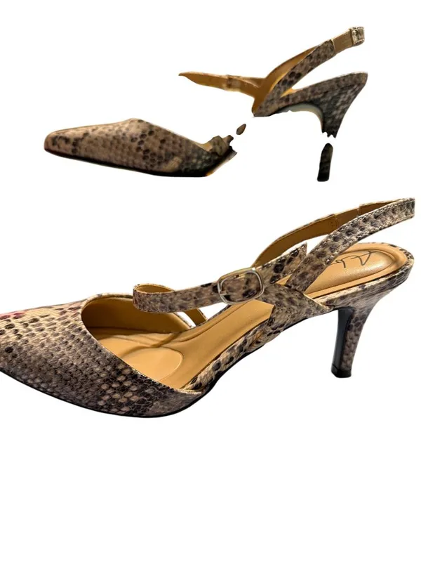 Abella Sapphire Snake Print Slingback Heels Pointed Toe Comfort Kitten Heel Sz 7 - Image 3